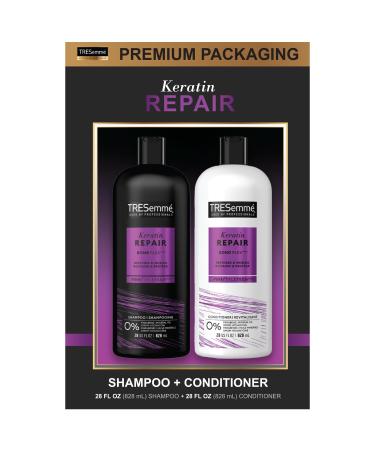TRESemme Keratin Hair Treatment Shampoo and Conditioner Set - Paraben and Sulfate Free Safe for Color-Treated Damage Control Deep for Dry Damaged Hair (2 Piece 56 Fl Oz)