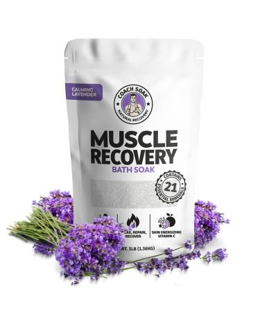 Coach Soak: Muscle Recovery Bath Soak - Natural Magnesium Muscle Relief & Joint Soother - 21 Minerals Essential Oils & Dead Sea Salt - Absorbs Faster Than Epsom Salt for Soaking (Calming Lavender)