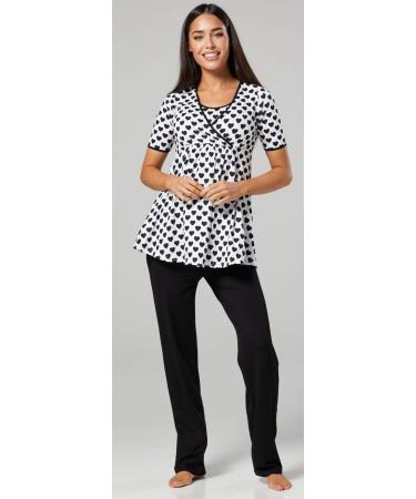 HAPPY MAMA Women's Maternity Nursing 3pcs Nightwear Set - Black Hearts & Black - Buy Online on SooperMarket.com