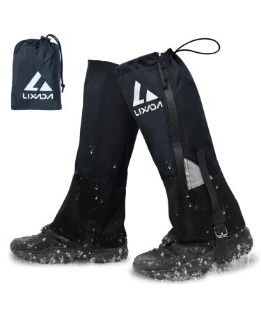 Lixada Gaiters Hiking Hunting Bicycle Gaiters Men Women Waterproof Rain Gaiters Outdoor Gaiters to Protect Trousers & Shoes from Snow/Rain/Insects Hiking Skiing Climbing Black L