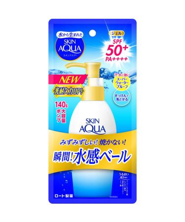 Skin Aqua UV Super Moisture Gel Large-capacity pump type Sunscreen Fragrance-free 140g SPF50+ / PA++++ Contains a UV absorber that is hard to be damaged by UV and does not deteriorate easily.