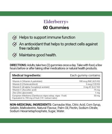 Nature's Bounty Elderberry Gummies with Vitamin C Vitamin D and Zinc Helps to support immune function 60 Gummies - Buy Online on SooperMarket.com