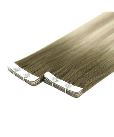 Youngsee Ombre Tape-In Extensions | Real Hair 55cm Dark Brown to Blonde 5 Pcs - Virgin Smooth Weft #4/7/80 - Buy Online on SooperMarket.com