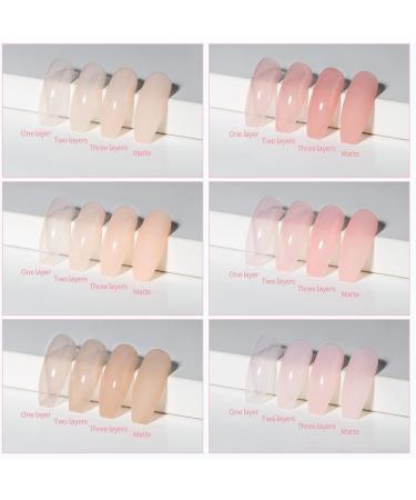 RARJSM Icy Jelly Gel Nail Polish Set of 6 Translucent Colors Sheer Rose Nude Tone Gel Polish LED UV Gel Clear Milky Light Pink Red Brown French Manicure Curing Requires 7.5ml DIY Home Nail Salon Icy Jelly Set - Buy Online on SooperMarket.com