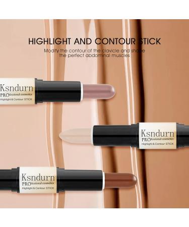 Dual-ended Contour Stick Ksndurn Contour Stick Makeup - Double-End Face Concealer Contouring Sticks Cream/Color Highlighter(Ivory) Shadow(Pink) - Buy Online on SooperMarket.com