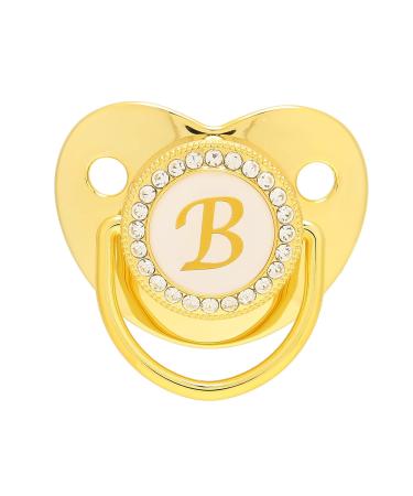 Golden Baby Pacifier with Clip | Curved Design Silicone Bling Clips for 6-18 Months | Stylish Soothing Accessory for Girls - Buy Online on SooperMarket.com