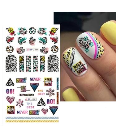 Brown Leopard Print Nail Stickers - Water Transfer Decals for Cute Nail Design - Autumn/Winter Manicure - Women/Girls Nail Decoration - Buy Online on SooperMarket.com
