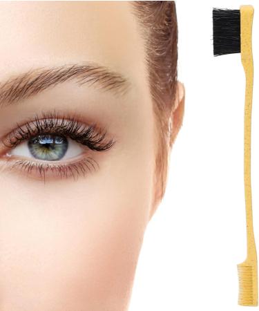Double Headed Wheat Straw Eyebrow Brush Unique Makeup Eyelash with Durable Material for Taming Unruly Eyebrows (Yellow) - Buy Online on SooperMarket.com