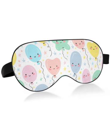 Haskirky Light Blocking Eye Mask Breathable and Adjustable Adult Men and Women Travel on Business Trips Yoga Meditation Light Smooth Comfortable Eye Mask Office Deep Sleep Goodies Cute Balloons Sta