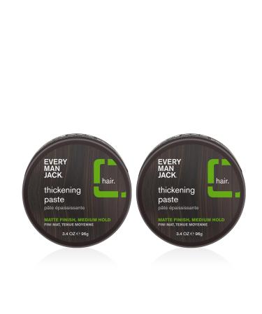 Every Man Jack Men's Hair Styling Thickening Paste Twin Pack - Medium Hold Matte Finish - Fragrance Free - 3.4oz x 2 - Buy Online on SooperMarket.com