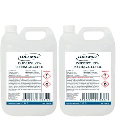 10 Litre (2x5L) Isopropyl 91% Rubbing Alcohol IPA First Aid Antiseptic Liquid