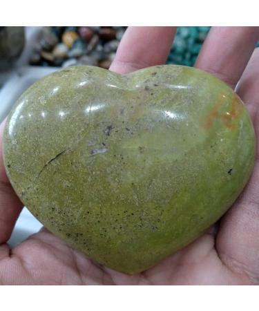 Natural Green Opal Carved Heart raw Gemstone Crystal FUZEGRDLI - Buy Online on SooperMarket.com