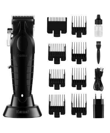 KEMEI Black Hair Clippers for Men Adjustable Blade Cordless Clipper Professional Barber Clippers USB Rechargeable Wireless Haircut Clippers km-2296
