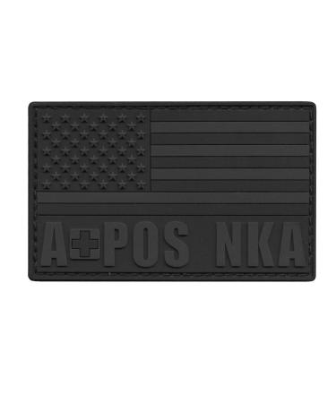 Blackout USA America Flag APOS A+ A POS Blood Type NKA Subdued No Known Drug Allergies Tactical PVC Rubber Patch