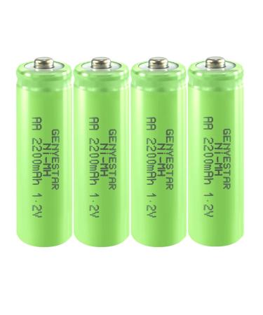 Rechargeable AA Battery NIMH 1.2V Double A 2200mAh High Capacity 4 Pack Pre-Charged Solar Batteries Low Self Discharge for Solar Light Replacement Electronic Toys Household Devices 4 Count