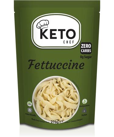 Keto Chef Konjac Fettuccine Pasta - Sugar & Free-from Made with Konjac Flour Contains Zero Fat Shirataki Low Calorie Healthy Diet Food | Ready to Eat (270g) Fettuccine 270.00 g (Pack of 1)