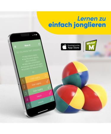 Mister M Juggling Balls - 3 Eco-Friendly Balls in Beige Jutesack | Waterproof Easy to Grab | Ideal for Beginners & Professionals | Includes App & Online Video Tutorial - Buy Online on SooperMarket.com