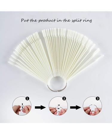 Hedmedum 100 PCS False Nail Art Tips Display Sticks with Metal Split Ring - Clear & White | Gel Polish Salon Practice Tools - Buy Online on SooperMarket.com