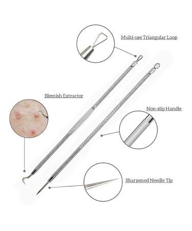 9PCS Blackhead Remover Comedone Extractor Kit with Tweezers and Free Eyebrow Brush - Buy Online on SooperMarket.com