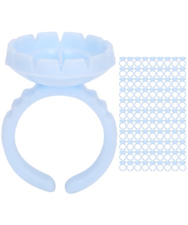 100Pcs Disposable Glue Rings Eyelash Glue Ring Cup Lash Glue Rings Extension Glue Holder Accessory (Blue 100 pieces per pack)