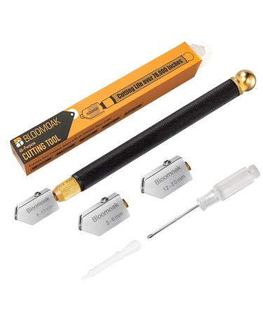 Glass Cutter Tool Set  2-20mm 5pcs Glass Cutter Kit with Portable Storage Box  Pencil Style Oil Feed Carbide Tip with 2 Bonus Blades and Screwdriver for Cutting Stained Glass  Tiles  Mirror  Mosaic