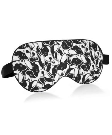 ALAZA Dog Head French Bulldog Puppy Face Sleep Mask for Women Men Blackout Cooling Funny Eye Mask for Sleeping with Elastic Strip