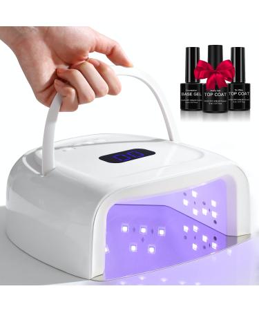 60W Rechargeable UV LED Nail Lamp, Faster Wireless Nail Dryer Gel Polish Light 42 Beads & Portable Handle, Professional Curing Lamp For Fingernail and Toenail, Auto Sensor & Quick Dry Nail Machine