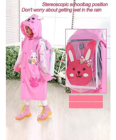 QTECLOR Kids Raincoat Jacket - Cartoon Rain Poncho for Ages 6-13 with School Bag Cover - Buy Online on SooperMarket.com