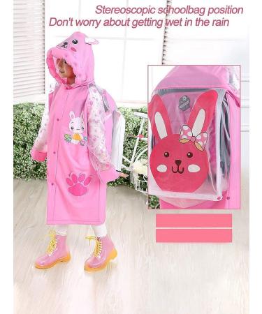 QTECLOR Kids Raincoat Jacket Age 6-13 | Cartoon Rain Poncho with School Bag Cover - Buy Online on SooperMarket.com