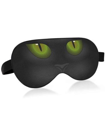 Haskirky Light Blocking Eye Mask Breathable and Adjustable Adult Men and Women Travel on Business Trips Yoga Meditation Light Smooth Comfortable Eye Mask Office Deep Sleep Goodies Fat Cat Green Eye