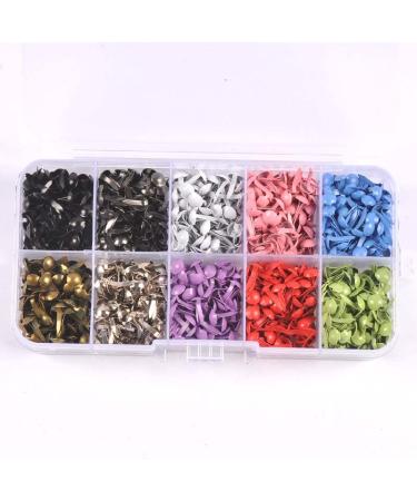 JINGCANDO 1000pcs Colourful Round Scrapbooking Embellishment Fastener Metal Brads for DIY Paper Craft