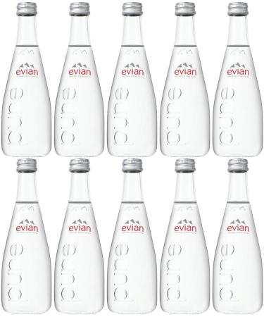 Evian Natural Spring Water 11.2oz Glass Bottle (Pack of 10 Total of 112 Oz) 11.2 Fl Oz (Pack of 10)