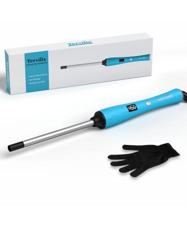 Terviiix Small Curling Wand Iron, 9mm Thin Curling Iron Wand for Short & Long Hair, Argan Oil and Keratin Infused Ceramic Barrel Curler with Digital Adjustable Temperature & Auto-Off Function 3/8 Inch NO CLIP