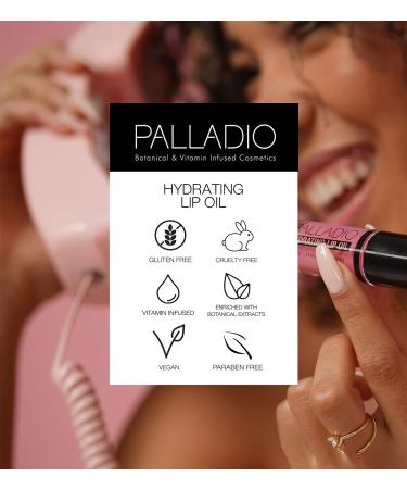 Palladio Hydrating Lip Oil with Hyaluronic Acid | Non-Sticky & Vegan Liquid Lipstick for Moisture-Rich Lips | Tinted Sheer Color & Subtle Shine | Cruelty-Free | 0.13 Oz (BLING) - Buy Online on SooperMarket.com