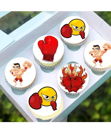 24 x Pre-Cut Boxing 5 Edible Stand up Wafer Paper Cupcake Toppers Cake Decorations Birthday Party Sport Martial Art - Buy Online on SooperMarket.com