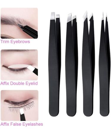 Stainless Steel Eyebrow Tweezer Set - Precision Tool for Facial Hair, Ingrown Hair, Blackheads & Tick Removal - Buy Online on SooperMarket.com