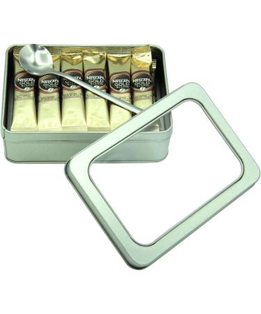 NESCAF Gold Blend Coffee Sachets Individually Wrapped x 30 x 1.8g Sticks - Bundle with Refillable Silver Window Lid Tin and Latte Spoon for Home Travel or Desk - Buy Online on SooperMarket.com
