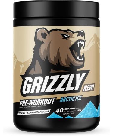 GRIZZLY PRE-WORKOUT ARCTIC ICE Strength Power Focus Caffeine Citrulline Beta-Alanine Arctic Ice 340 g (Pack of 1)