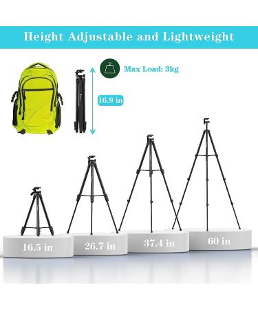 KINGJUE 60'' Camera Phone Tripod Stand for Canon Nikon DSLR | Universal Tablet Phone Holder, Remote, Bubble Level, Carry Bag | Max Load 6.6LB - Buy Online on SooperMarket.com