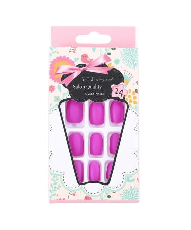 Sethexy Matte Purple False Nails - Short Full Cover Salon Art Design - 24pcs for Women & Girls - Buy Online on SooperMarket.com