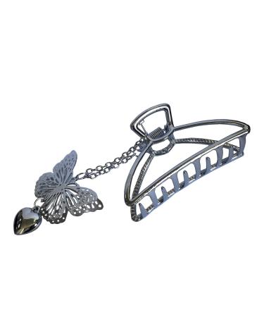 TANG SONG 4PCS Metal Hair Claw Clips with Butterfly and Heart Pendant | Hair Catch Barrette Jaw Clamp for Women | Half Bun Hairpins Set(Silver+Gold+Rose Gold+Black) - Buy Online on SooperMarket.com
