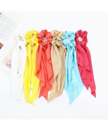 12 Pack Colorful Satin Hair Bows Scrunchies for Girls - Hair Ties Ponytail Holders for Thick Hair - Elastic Hairbands Accessories for Women - Buy Online on SooperMarket.com