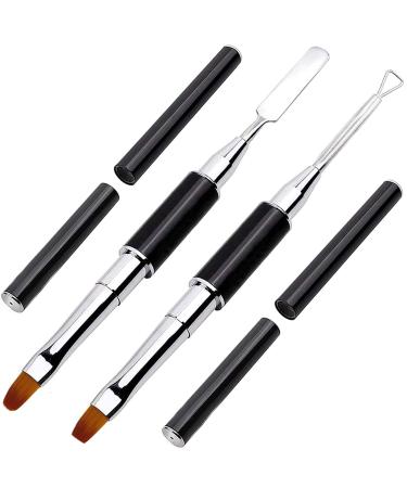 Kalolary 2PC dual-ended poly gel brush acrylic uv gel dual-ended poly gel brush poly gel brush picker dual-ended poly gel nail brush for acrylic nail extension (black)