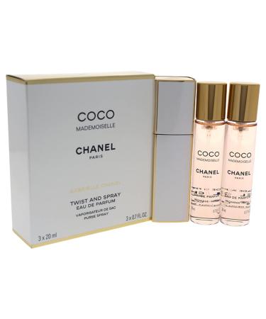 Chanel Coco Mademoiselle Twist & Spray Eau De Parfum - Coco Mademoiselle - 3x20ml/0.7oz 2.1 Oz Floral Orange Rose Vanilla 2.1 Ounce (Pack of 1)