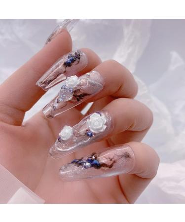 Flower Nail Art Glitters DIY 3D White Floral Nail Stud Sequins for Salon Gift Flower Nail Glitters - Buy Online on SooperMarket.com