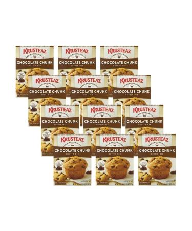 Krusteaz Chocolate Chunk Muffin Mix - No Artificial Flavors/Preservatives - 18.25 OZ Box (Pack of 12) Chocolate 1.140 Pound (Pack of 12)