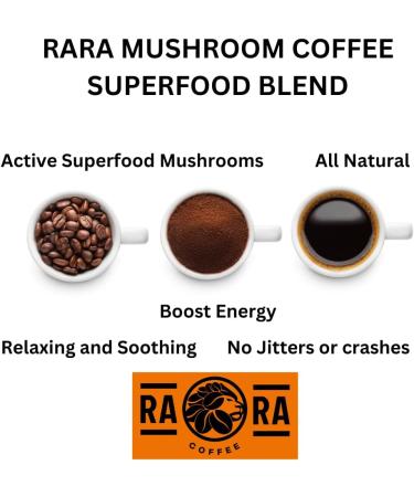 RARA SUPER Coffee - DECAFFEINATED Instant Mushroom Coffee 200g with Lions Mane Reishi Chaga & Cordyceps - Buy Online on SooperMarket.com