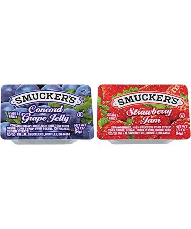 Smucker's Grape & Strawberry Jelly, 1/2 oz, 200 Count