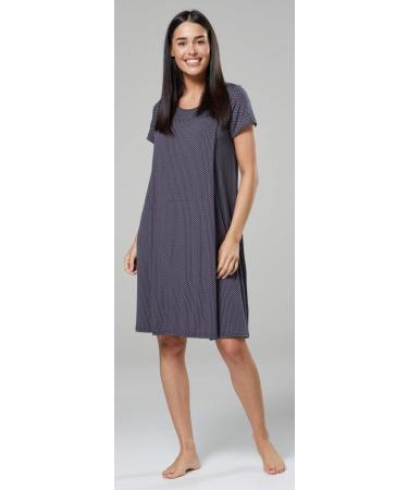 Happy Mama Labor Delivery Hospital Gown Breastfeeding Maternity 434p 14-16 Graphite with Dots - Women's Stylish and Functional Design - Buy Online on SooperMarket.com