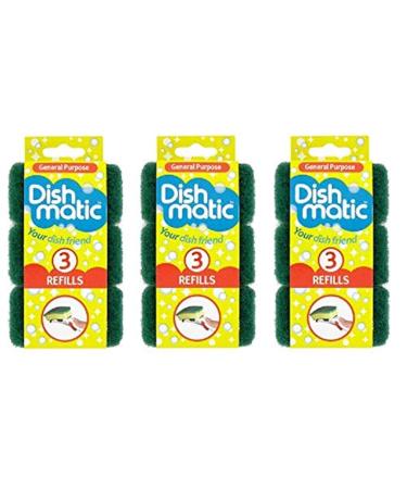 Dishmatic Cleaning Sponges Heavy Duty Green Pack of 9